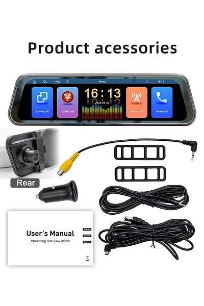 Choice B5319r Bqcc B5319r 9.36" 2.5d Rearview Mirror Touch Screen Wireless Android Auto/carplay Mirrorlink