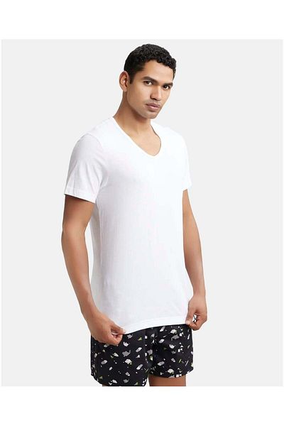 JOCKEY تي شيرت Elance بفتحة رقبة على شكل حرف V مقاس S/S 8824-01 أبيض