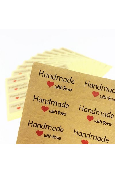 Choice 120pcs/lot Handmade With Love Kraft Paper Heart Adhesive Baking Seal Packaging Sticker Labels