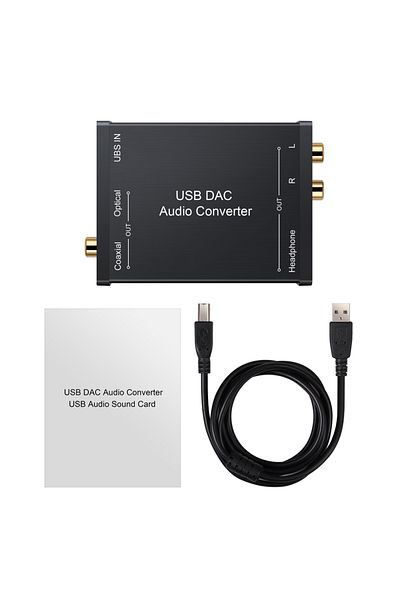 Choice محول صوت USB Dac أسود USB إلى رقمي محوري بصري 3.5 مم مخرج سماعة رأس ستيريو USB Audio