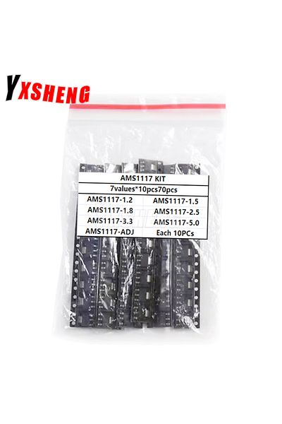 Choice 70PCS/lot AMS1117 Voltage Regulator Kit  smd 1.2V/1.5V/1.8V/2.5V/3.3V/5.0V/ADJ 1117 7 Values Each...