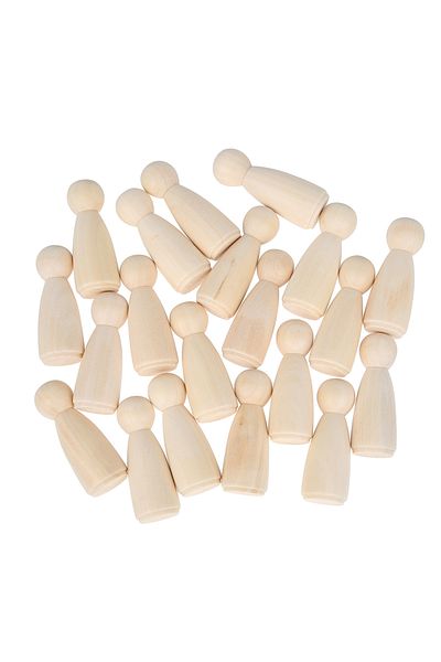 Choice 20pcs Wooden Peg Dolls Unpainted Figures Unfinished Wooden Dolls Family Decorative for Kids Paint...