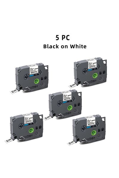 Choice Black On White 5 Pc Compatible For Brother P-touch Tape Laminated Tze231 Tze131 Tze431 Tze531 Tze631