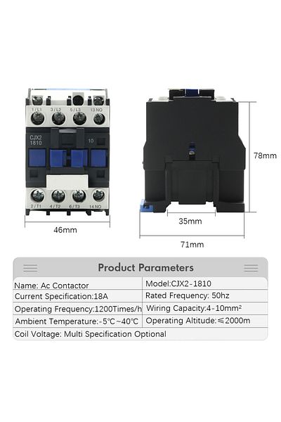EARUELETRIC Ac 220v Cjx2-1810 Lc1 Ac Contactor 18a 3 Phase 3-pole No Coil Voltage 380v 220v 110v 36v 24v 50/60hz