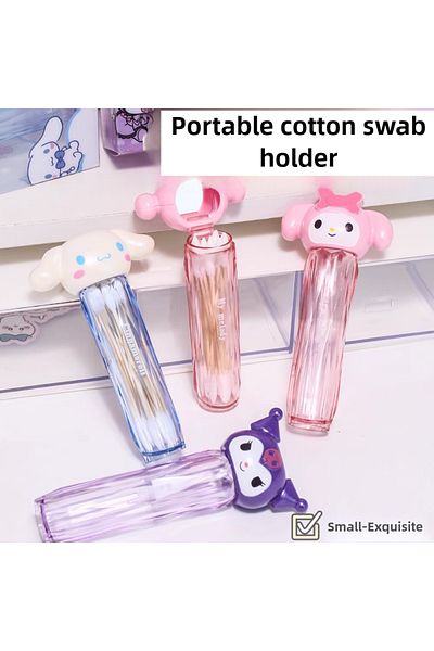 Choice Creative Sanrio Kuromi Cinnamoroll Cotton Swab Storage Box with Mirror Kawaii Ortable My Melody T...