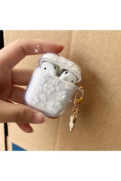 Choice Airpodspro2 White Fashion Soft Silicone Cover For Airpods 3 Pro2rd Cute Clear White Flower Pendant E
