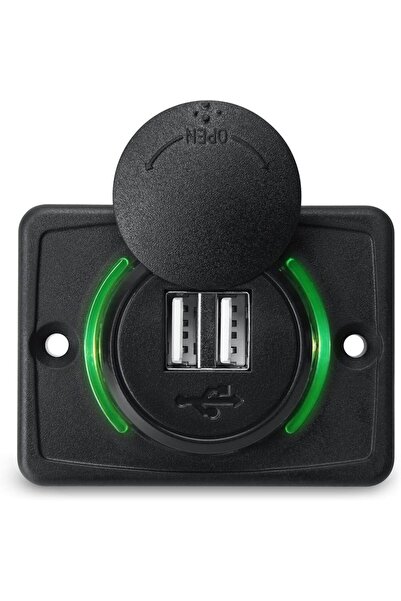 Choice شاحن USB أخضر 12 فولت RV، محطة شحن USB مثبتة على الحائط مع ضوء وغطاء ل...