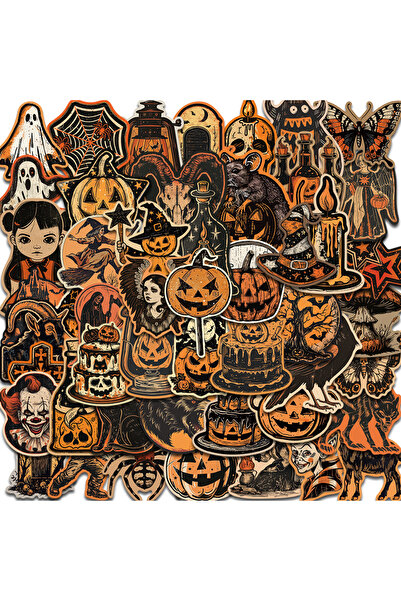 Choice 50PCS 50/100PCS Retro Halloween Stickers Terrifying Pumpkin Luggage Ph...