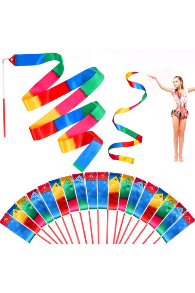 Choice 18 قطعة من شرائط الجمباز، 78.7 بوصة من شريط الرقص اللامع، شريط قوس قزح...