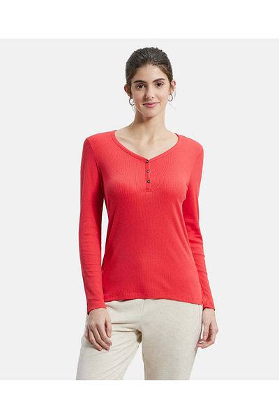 JOCKEY USA Original Womens Loung Wr Full Slv Henley UL15-01 Gray