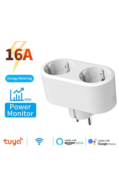 Choice Dual Scoket Tuya Smart Plug Wifi Eu Dual Socket 16a With Power Monitoring Timing Function Smart Life