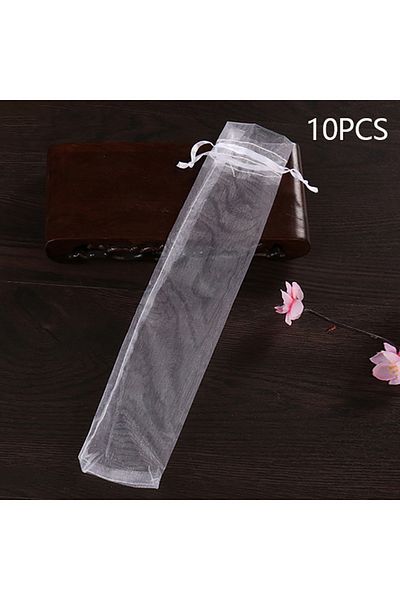 Choice 10pcs 10 Pack Folding Hand Fan Pouch Drawstring Organza Bags Folding Fan Pocket Bag For Outdoor Wedd