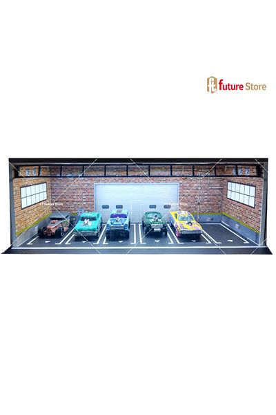 Choice 1 1/64 Garage Scene Model With Light Assembled Parking Lot Diorama Parking Place For Miniatures Car.