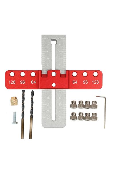 SMATOLS 14 Pcs Cabinet Hardware Jig, Hole Spacing Cabinet Handle Template Tool Doweling Jig, Aluminum Alloy