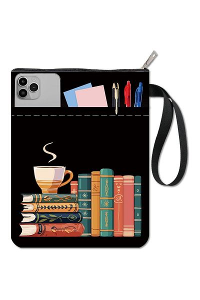 Choice Aech03-13544 1 Pc Book Sleeve Coffee Book Covers Book Pattern Black Book Protector For Paperbacks Wa