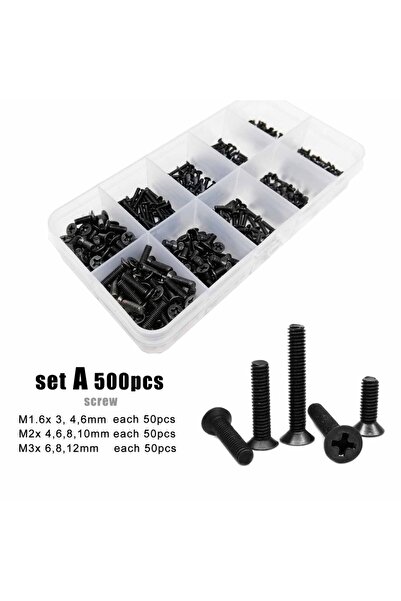 Choice صندوق أ 500 قطعة 500/750/1500 قطعة M1.4 M1.6 M2 M2.5 M3 فولاذ أسود صغي...