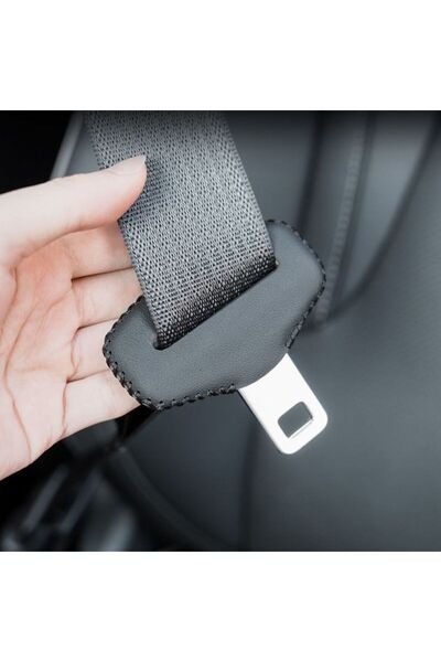 Choice مشبك حزام الأمان للسيارة من الجلد الصناعي باللون الأسود قطعة واحدة مع ...