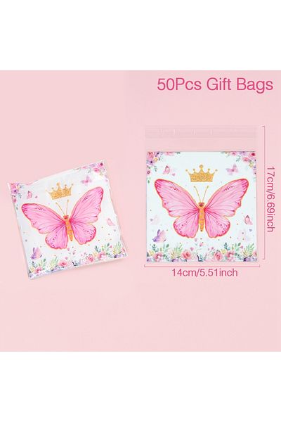 Choice 50pcs 1 50pcs Butterfly Party Gift Bags Candy Biscuit Packing Bag Butterfly Treat Bag For Kids Girl