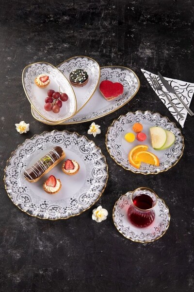 JASPER 27 Parça Dantel Desenli Kahvaltı Takımı Sofranıza Nostaljik Bir Dokunuş