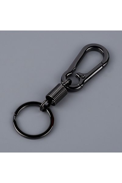 Choice Black Spring Keychain Climbing Hook Car Keychain Simple Strong Carabiner Shape Keychain Accessories