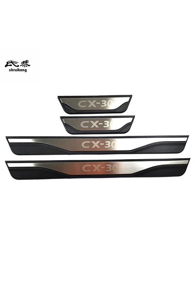 Choice 4Pcs/lot ABS Stainless Steel Door Sill Pedal Welcome Scuff Plate Cover for 2019-2022 Mazda CX-30 ...