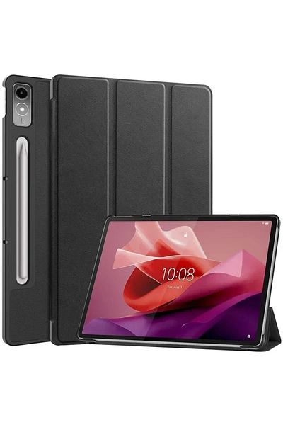 AYANJIN Tab P12 12.7 Inch Black For Lenovo Tab P12 12.7 2023 Case Magnetic Tri-folding Pu Leather Stand Tabl