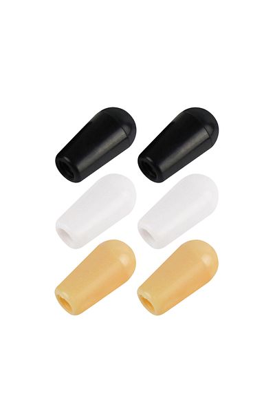 FLEOR 6pcs Plastic Guitar Toggle Switch Tips Caps Knobs 4mm Guitar Accessories-3 Colors