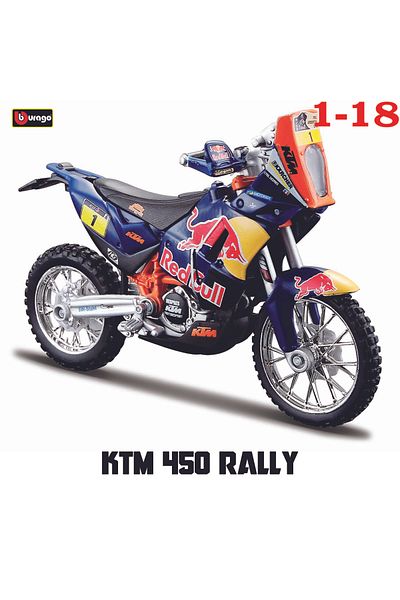 Choice KTM 450 Rally Bburago 1:18 Red Bull KTM 450 Rally KTM 450 Sx-f 2018 محاكاة معتمدة من Alloy Moto
