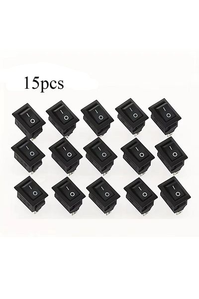 Choice Black 15pcs Mini Rocker Switch Spst Black And Red Snap In Switches Button Ac 250v 3a / 125v 6a 2 Pin