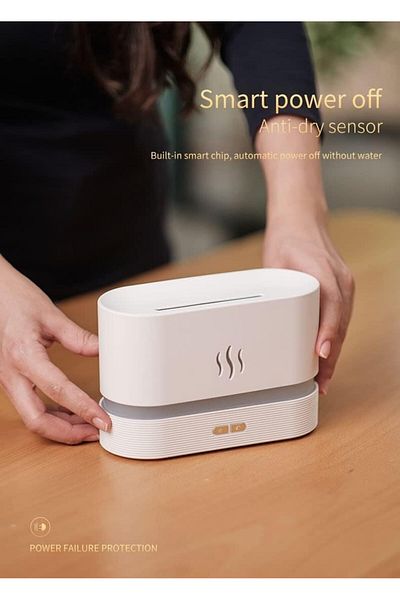 AWH Humidifier Flame Aroma Diffuser,Light Mist Atomizer with Auto-Off Protection 180ml (White)