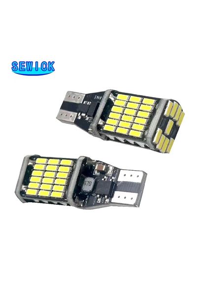 Choice 100 قطعة من مصابيح LED بيضاء للسيارة T15 W16w 4014 45SMD W5w مصباح إشارة LED فائق السطوع Canbus بدون خطأ DC12
