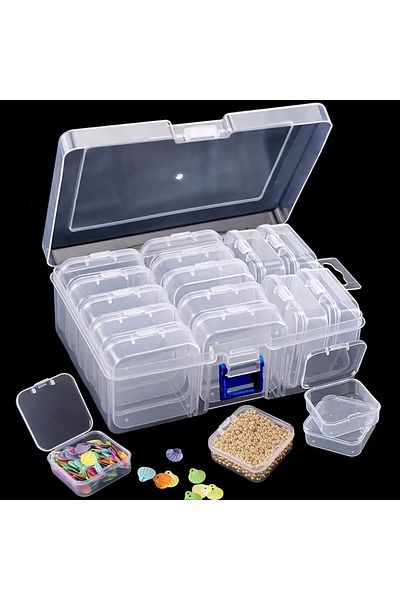 Choice 16.4x 11.7x 5.8cm 14 Grids Diy Diamond Painting Embroidery Storage Box, Nail Art Jewelry Rhinestone
