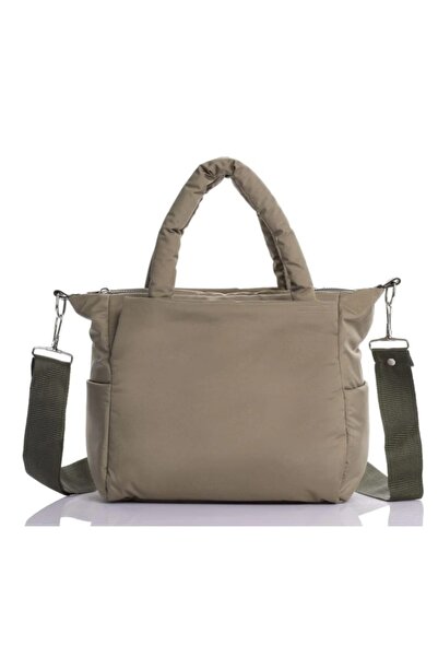 Sellona Bags Bej Kabartmalı Puf Kumaş Shopper Çanta