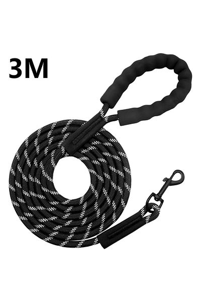 Choice Xxxl Black 3m Dog Leash , Reflective Long Dog Rope Leash With Soft Padded Handle For Dogs, Suitable