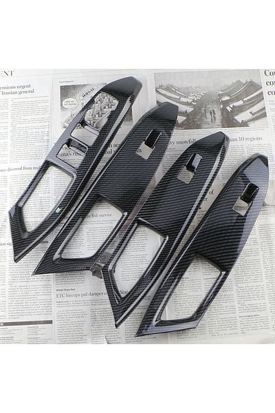 Choice For Ford Focus 2019 2020-2023 Carbon Fiber Car Interior Door Armrest Panel Window Lift Button Cov...