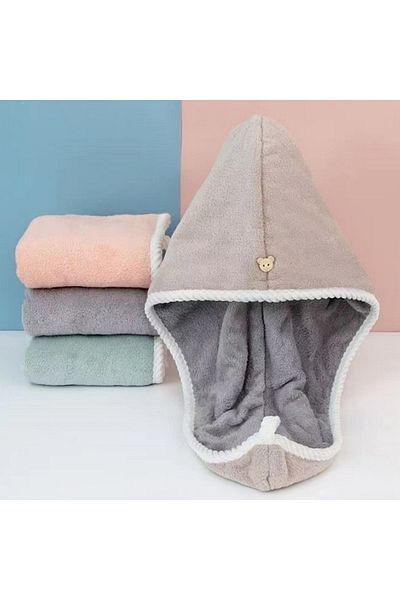 DUTRIEUX 1pcs Women Hair Towel Wrap Drying Hair Turban Quick-dry Polyester Hair Towel Cap Hat Bath Hat Sol...
