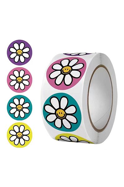 Choice Flower-500pcs 500pcs Cute Cartoon Flower Stickers 1inch Reward Sticker Round Flower Seal Labels For