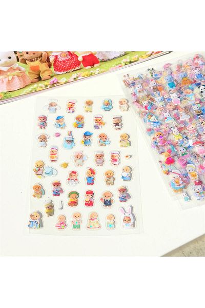Choice 8pcs Cute Sylvanian Mini Cartoon Waterproof Kawaii Sticker Pack Anime Accessories For Boys And Girls