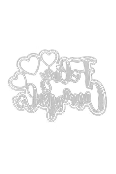 Choice Dc-3151 Spanish Word Feliz Cumple Label Tag Heart Border Frame Wine Glass Metal Cutting Dies Stencil