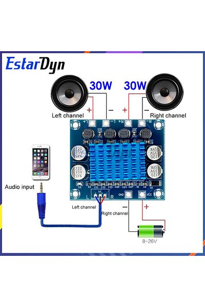 Estardyn TPA3110 XH-A232 30W+30W 2.0 Channel Digital Stereo Audio Power Amplifier Board DC 8-26V 3A