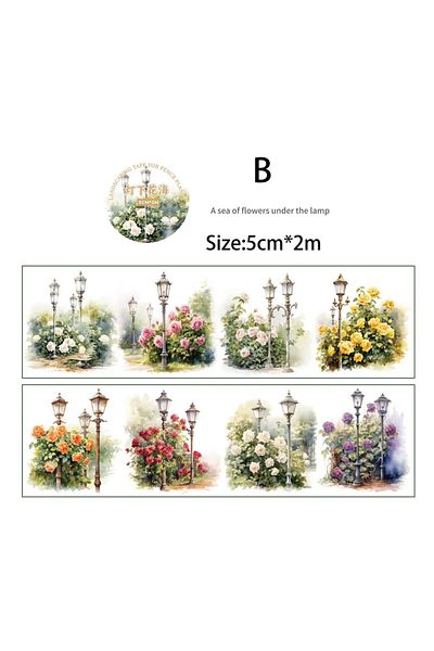 Choice B 50mm*2m Fence Plant Series Decor Tapes For Junk Journal Waterproof Pet Diy Scrapbooking Collage P.