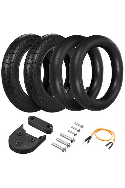 LIXADA Black 10 X 2.0 Inch Inflatable Inner Tube Outer Tire Wheel Set With Mudguard Spacer Kickstand Spacer