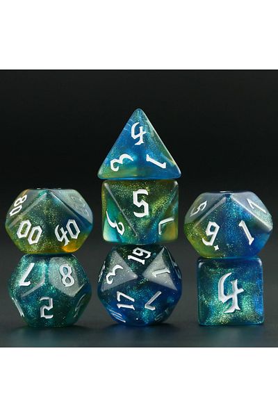 Choice Dark Khaki 7 Pcs Of New Double Colors Dice Polyhedral Gold Font Digital Dices Kit For Trpg Rpg D20 D
