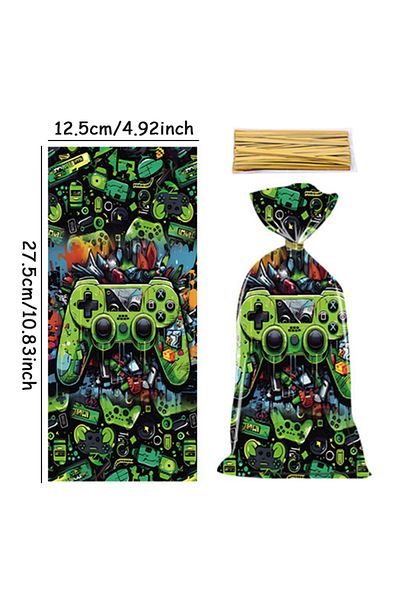 Choice 27.5x12.5cm 50pcs Candy Bags 50pcs Video Game Theme Plastic Bag Treat Bag Packing Candy Cookies Pouc
