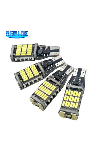 Choice 100 قطعة من مصابيح LED بيضاء للسيارة T15 W16w 4014 45SMD W5w مصباح إشارة LED فائق السطوع Canbus بدون خطأ DC12