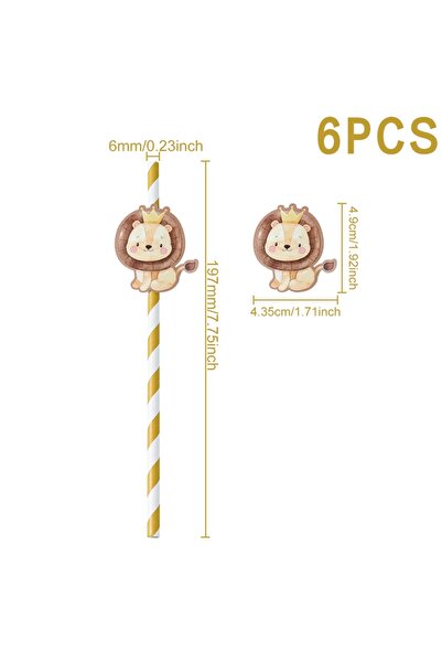 Choice 3 6 قطع من مصاصة الشرب الورقية للحيوانات على شكل أسد ونمر وغابة لحفلات...