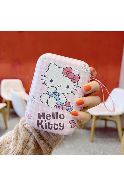 Choice 3 Sanrio Data Cable Storage Bag Anime Cartoon Hello Kitty Kuromi Portable Charger Earphone Coin So.