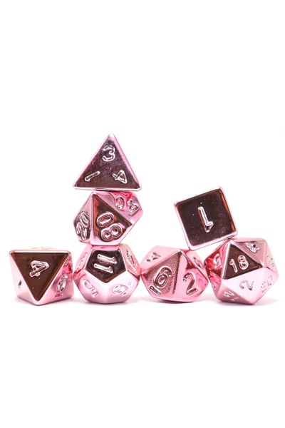 Choice 7 Piece Plated Pink For Dice Set Polyhedral Tabletop Game Dice Role-Pl...
