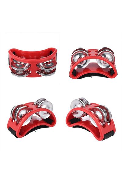 Choice Red 1pcs Elliptical Drum Companion Hand Foot Jingle Drum Children Musical Educational Tambourine Per