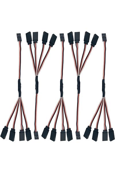 Choice 5pcs 5pcs Jr Y Connector Servo Extension Cable 3 Pin Jr Plug Splitters 1 Male To 4 Female Servo Y Ex